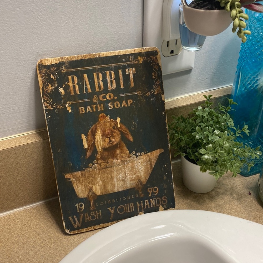 Rabbit Soap Wood Sign